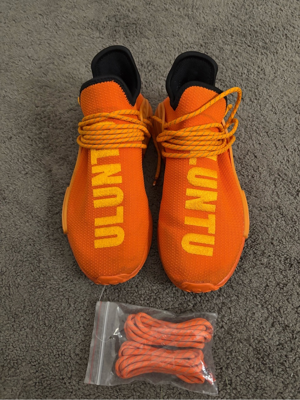 Mens Adidas Pharrell Williams NMD Human Race Orange Sneakers With Laces Size 10